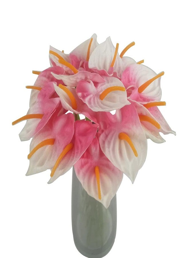AntranStore 20Pcs Artificial Anthurium Flowers Real Touch Fake Flower for Home Decor Floral Arrangements Bouquets (Pink) - Image 4